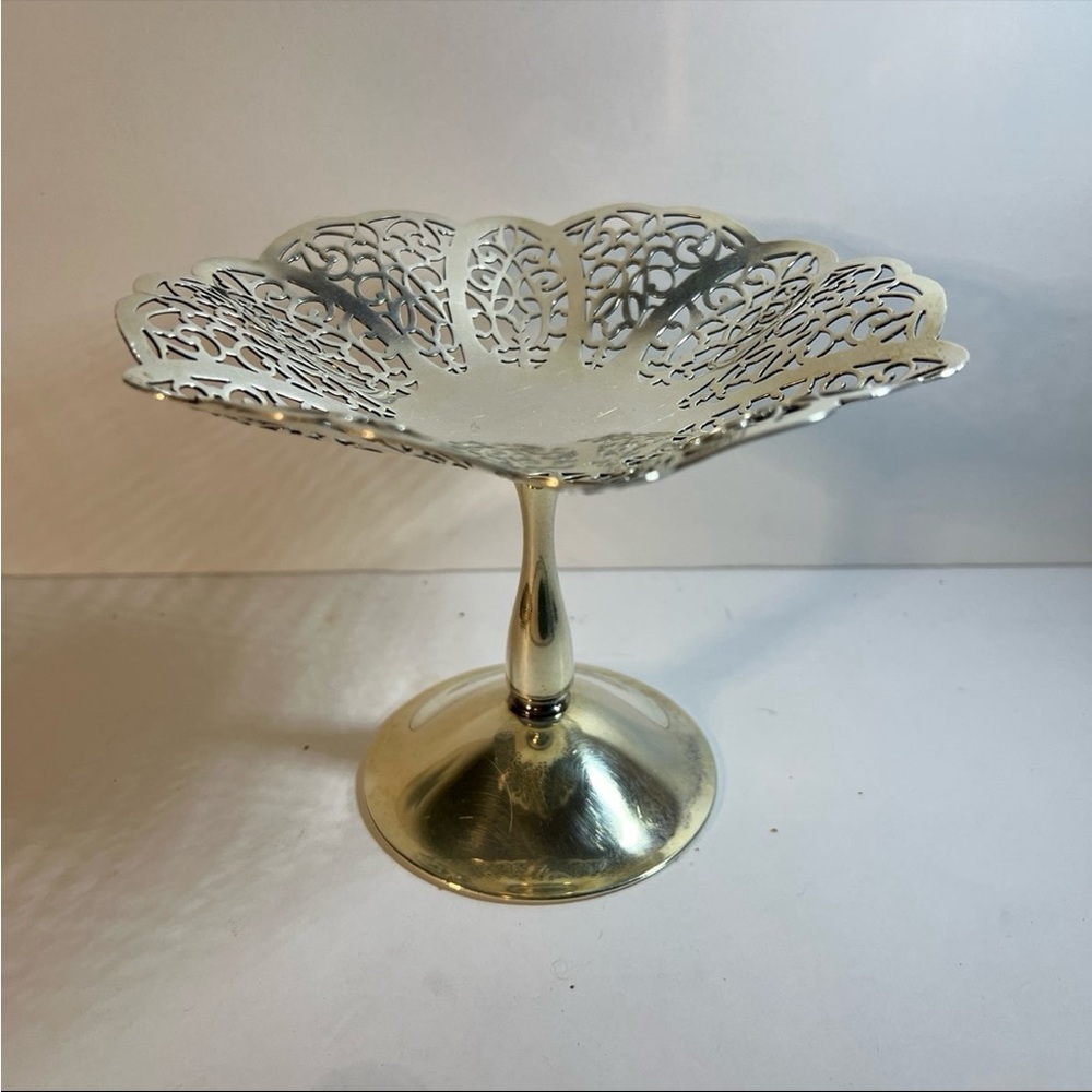 Lovelace International Silver Co EPNS Silver-plate Candy Dish Filigree Pedestal